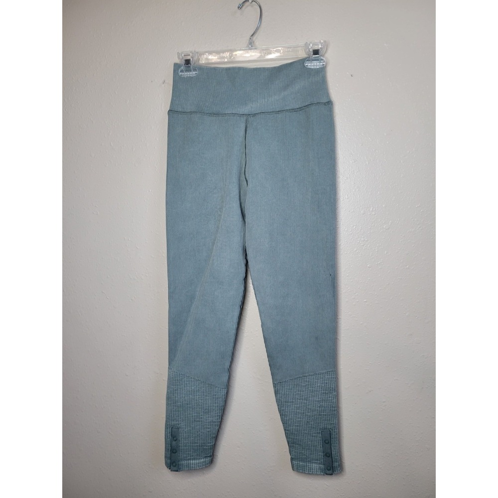 Offline by Aerie Ribbed Seamless Leggings Gray Snap Button Ankle Sz M